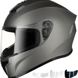 Full Face Motorcycle Helmet - Dual Visor, Anti-Fog F Included, Approved Adult Dirt Bike Helmet for Men Women