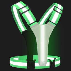 Reflective Vest Running Gear, 5 Colors Lights Up Running Vest Rechargeable for Night Walking Running Cycling Jogging, Adjustable Size for Men Women Kids