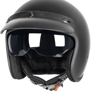 3/4 Open Face Retro Motorcycle Helmet  Helmet Vintage Helmet for  Motorbike , Moped, Cruiser