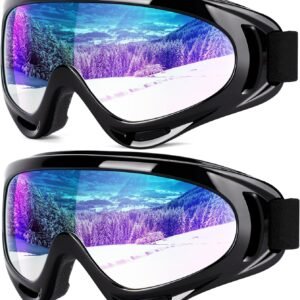 2-Pack Snow Ski Goggles, Snowboard Goggles for Men, Women, Youth, Kids, Boys or Girls, Snowmobile Goggles